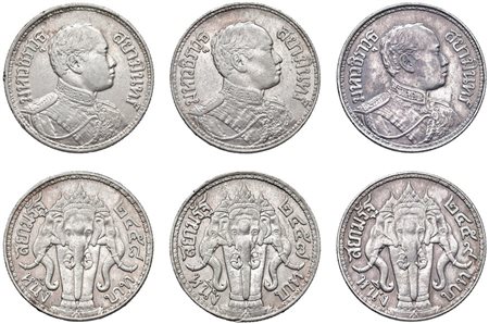  - THAILANDIA, SERIE DI 6 BAHT 1913/1918.