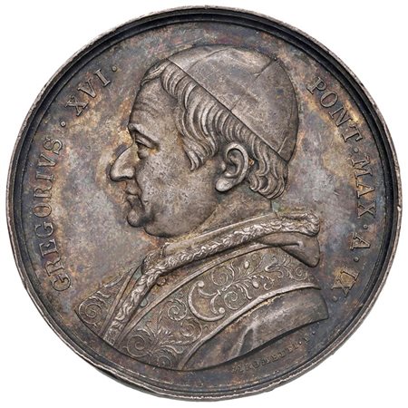  - GREGORIO XVI (BARTOLOMEO ALBERTO CAPPELLARI), 1831-1846. MEDAGLIA 1839 ANNO IX OPUS G.GIROMETTI. SPL .