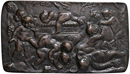  - OLANDA, BRONZO RETTANGOLARE "BACCANALE DEI BAMBINI" (COPIA POSTERIORE) 1975.