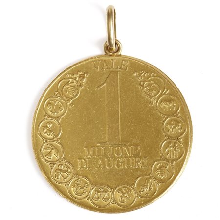  - MEDAGLIA (MONETA) IN ORO 900 UN MILIONE DI AUGURI.