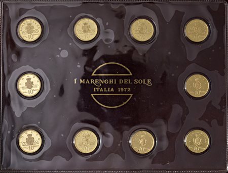  - I MARENGHI DEL SOLE, ITALIA 1972, 10 MEDAGLIE IN ORO DA 10 MARENGHI.