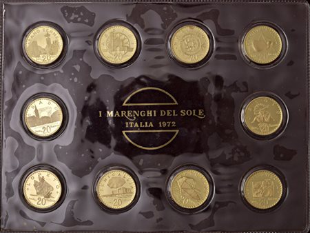  - I MARENGHI DEL SOLE, ITALIA 1972, 10 MEDAGLIE IN ORO DA 20 MARENGHI.