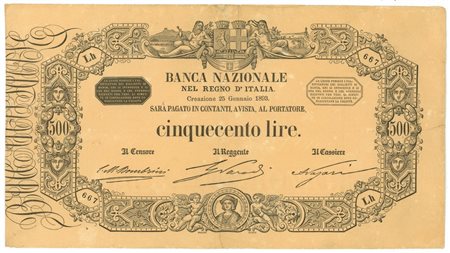  - 500 LIRE BANCA NAZIONALE NEL REGNO D'ITALIA 25/01/1893 BB.