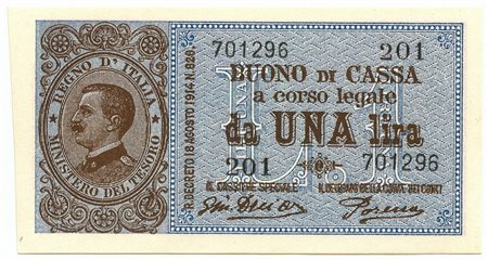  - 1 LIRA BUONO DI CASSA VITTORIO EMANUELE III PORENA LUGLIO 1921 FDS.
