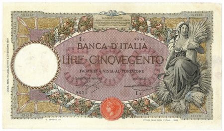  - 500 LIRE CAPRANESI MIETITRICE TESTINA DECRETO 16/07/1919 MB .