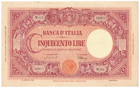 - 500 LIRE BARBETTI GRANDE C TESTINA BI REPUBBLICA ITALIANA 22/07/1946 BB- .