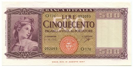  - 500 LIRE BANCA D'ITALIA ORNATA DI SPIGHE MEDUSA 23/03/1961 SPL+.