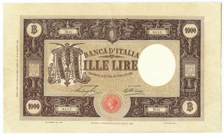 - 1000 LIRE BARBETTI GRANDE M TESTINA FASCIO I TIPO 12/04/1929 BB.