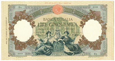  - 5000 LIRE CAPRANESI REPUBBLICHE MARINARE REGINE DEL MARE TESTINA 17/01/1947 MB+.