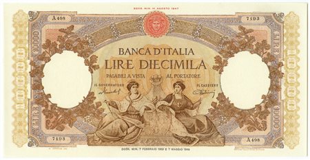  - 10000 LIRE CAPRANESI REPUBBLICHE MARINARE REGINE DEL MARE MEDUSA 07/02/1953 SUP-.