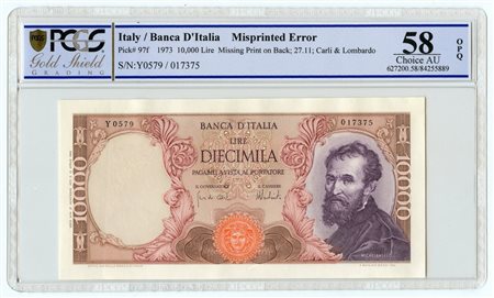  - 10000 LIRE ERRORE DI STAMPA CAMPIDOGLIO BANCA ITALIA MICHELANGELO 27/11/1973 SUP.