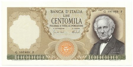  - 100000 LIRE ALESSANDRO MANZONI MEDUSA 06/02/1974 BB+.