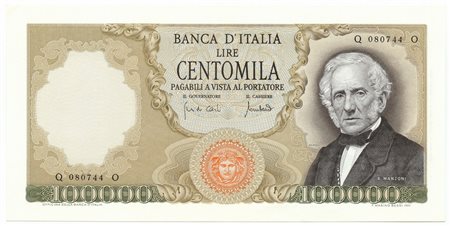  - 100000 LIRE ALESSANDRO MANZONI MEDUSA 19/07/1970 SUP.