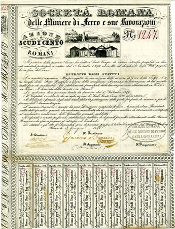  - 1849 - ROMANA DELLE MINIERE DI FERRO E SUE LAVORAZIONI SOC. (Firma di Armellini) ROMA.