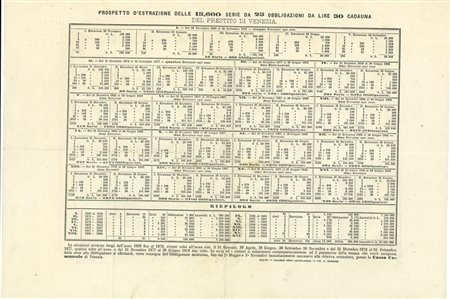  - 1869 - PRESTITO A PREMJ CITTA' DI VENEZIA - 1 OBBLIGAZIONE LIRE 30.