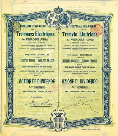  - 1905 - TRAMVIE ELETTRICHE DI VERONA COMPAGNIA ITALO BELGA.