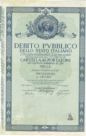  - 1948 - PRESTITO REDIMIBILE 3,50% CARTELLA 1.000 LIRE - ROMA NON ANNULLATO (blu).
