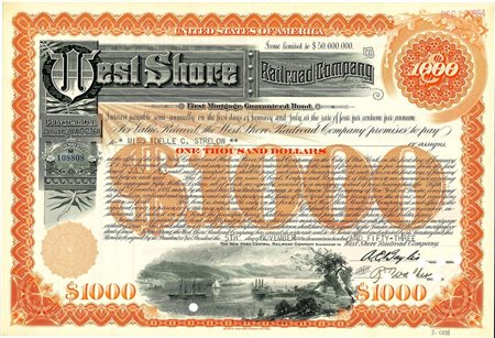  - 1964 - WEST SHARE RAILROAD COMPANY- 1000 DOLLARI.