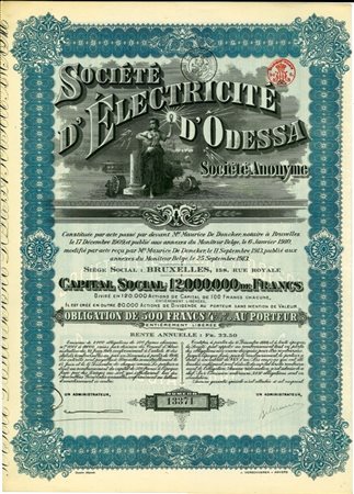 - 1913 - ÉLECTRICITÉ D'ODESSA SOC. D'ANONYME, 1913.