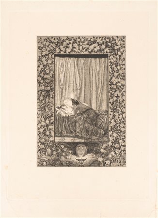 Max Klinger (Lipsia 1857 - 1920)  - Psiche con la lampada, numero XIX dalla serie "Amore e Psiche"