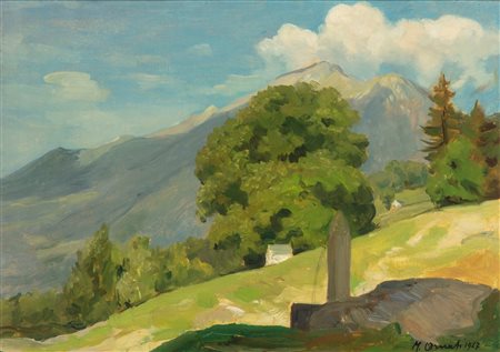 Mario Ornati (Pavia 1887 - Milano 1955)  - Paesaggio lombardo, 1947