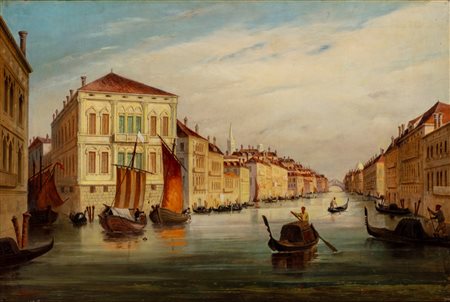 Robert Magnus Chevalier (attivo tra il 1876 e il 1911)  - Venezia, Canal Grande verso Rialto