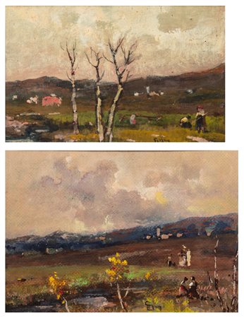 Lorenzo Gignous (Modena 1862 - Porto Ceresio 1958)  - Paesaggi a Gignese