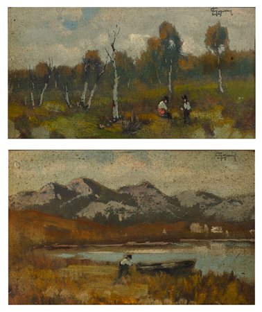 Lorenzo Gignous (Modena 1862 - Porto Ceresio 1958)  - Scene presso il Lago Maggiore