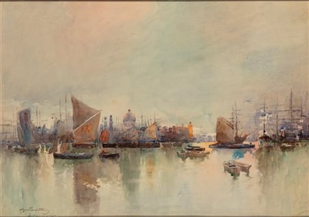 Gino Scalatelli (Venezia 1870 - 1920)  - Londra, il Tamigi