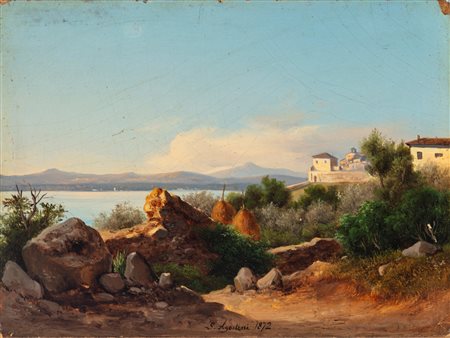 Guido Agostini (attivo a Firenze tra il 1865 e il 1898)  - Paesaggio toscano, 1872