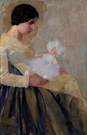 Umberto Bottazzi (Roma 1865 - 1932)  - La bambola bianca, 1929