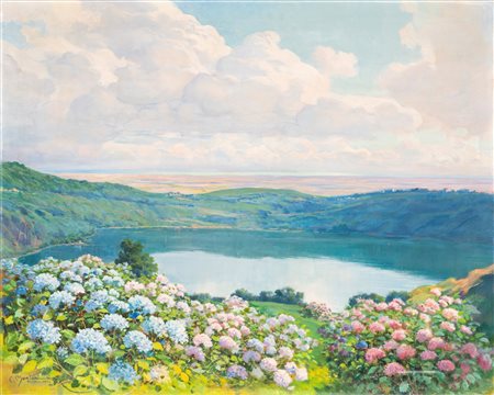Carlo Montani (Saluzzo 1868 - Roma 1936)  - Sul lago di Nemi, 1924