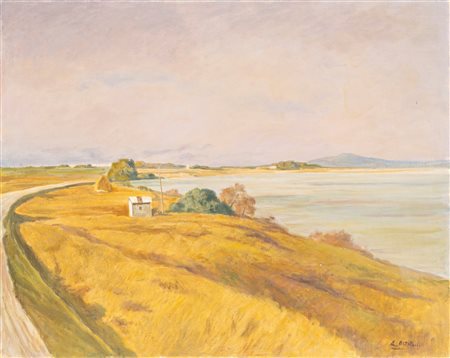 Enrico Ortolani (Roma 1883 - 1971)  - Paesaggio costiero