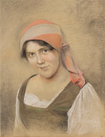 Nicola Biondi (Capua 1866 - Napoli 1929)  - Ritratto di contadina