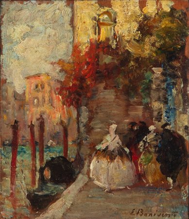 Eugenio Bonivento (Chioggia 1880 - Milano 1956)  - Scena galante a Venezia