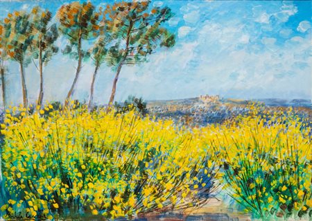 Michele Cascella (Ortona 1892 - Milano 1989)  - ​Paesaggio con ginestre, 1973