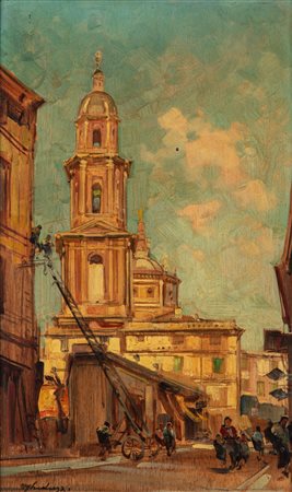 Cesare Gheduzzi (Crespellano 1894 - Torino 1944)  - Rapallo, la basilica dei Santi Gervasio e Protasio