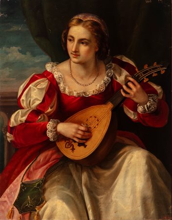 Maestro veneto, secolo XIX - Suonatrice di liuto, 1859