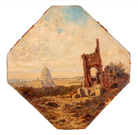 Silvio Allason (Torino 1845 - 1912)  - Roma, la cupola di San Pietro