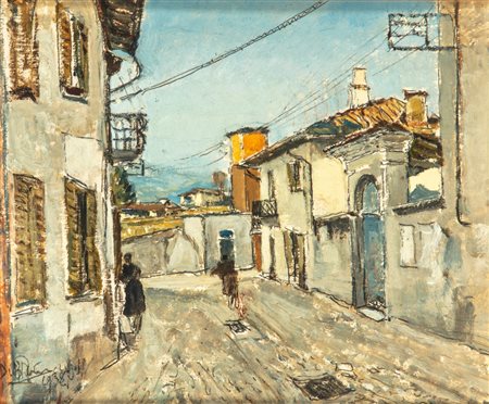 Domenico De Bernardi (Besozzo 1892 - 1963)  - Strada di paese, 1938