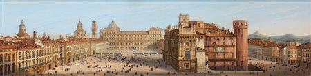 Francesco Citterio - Carlo Bossoli - Torino, veduta di Piazza Castello