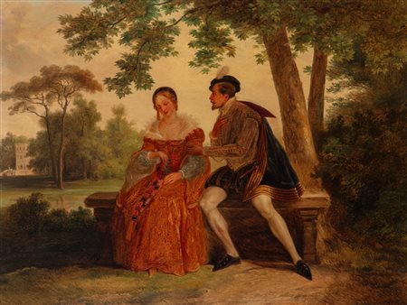 Francesco Gonin (Torino 1808 - Giaveno 1889)  - Scena galante