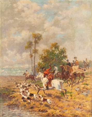 Scuola europea fine del XIX - inizi del XX secolo  - La caccia alla volpe