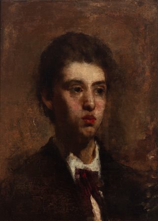 Daniele Ranzoni (Intra 1843 - 1889)  - Ritratto di adolescente