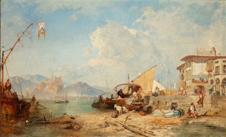 James Baker Pyne (Bristol 1800 - Londra 1870)  - Lago Maggiore, verso Angera, 1847