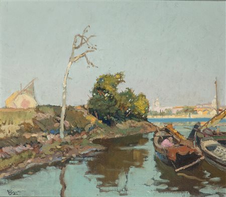 Vittore Zanetti Zilla (Venezia 1864 - Milano 1946)  - Venezia, l'isola delle Vignole verso le Fondamenta Nuove