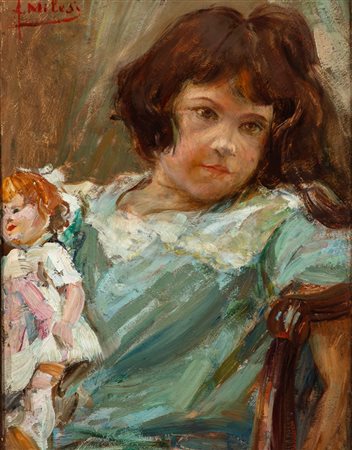 Alessandro Milesi (Venezia 1856 - 1945)  - La bambola
