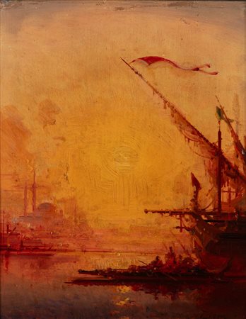 Henri Duvieux (Parigi 1855 - 1902)  - Tramonto a Costantinopoli
