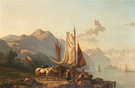 Alfred Edouard A. De Bylandt (Bruxells 1829 - Den Haag 1890)  - All'imbarcadero