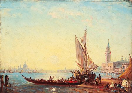 Attribuito a Charles-Clement Calderon (Francia 1870 - 1906)  - Venezia, Riva degli Schiavoni
